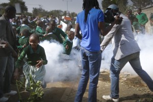 Police in Kenya fire teargas canisters at school children